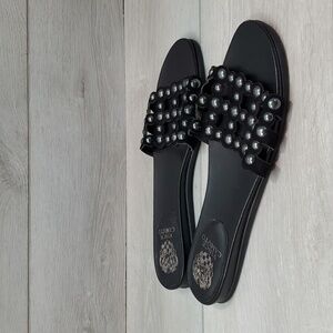Vince Camuto Women Ellanna Leather Sandals Slide Flats shoes sz 9.5M
